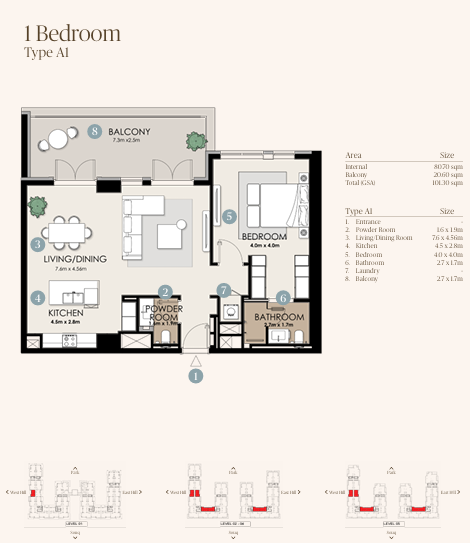 1 Bedroom Apartment – Type A